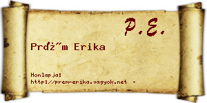 Prém Erika névjegykártya